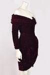 ANTONY PRICE BURGUNDY OFF-THE-SHOULDER VELVET DRESS