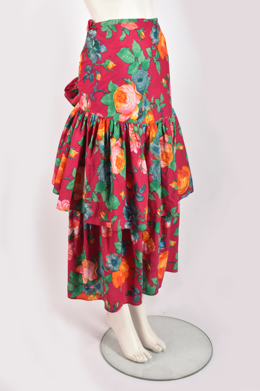 KENZO FLORAL SKIRT WITH BOW DETAIL