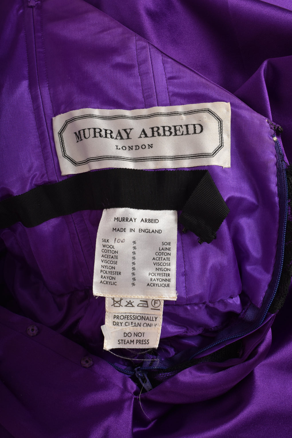 MURRAY ARBEID PURPLE AND BLACK SILK COCKTAIL DRESS