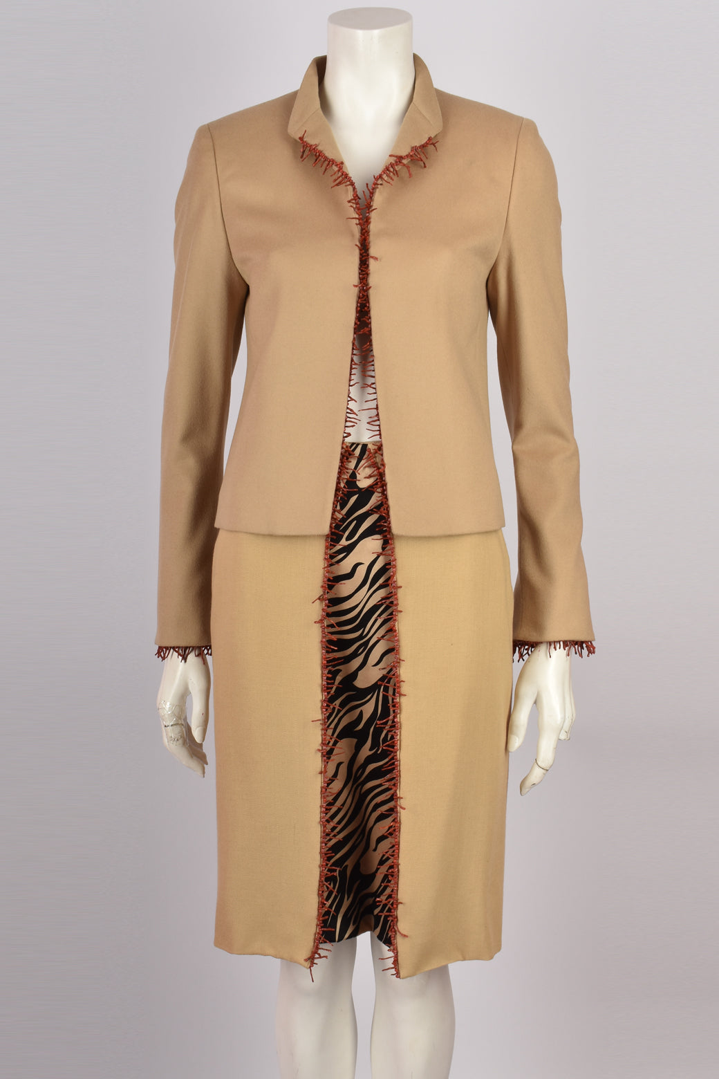 GIANNI VERSACE COUTURE 1990s SKIRT SUIT WITH CORALS S
