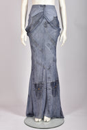 CHRISTIAN DIOR BY JOHN GALLIANIO SILK DENIM PRINT SKIRT