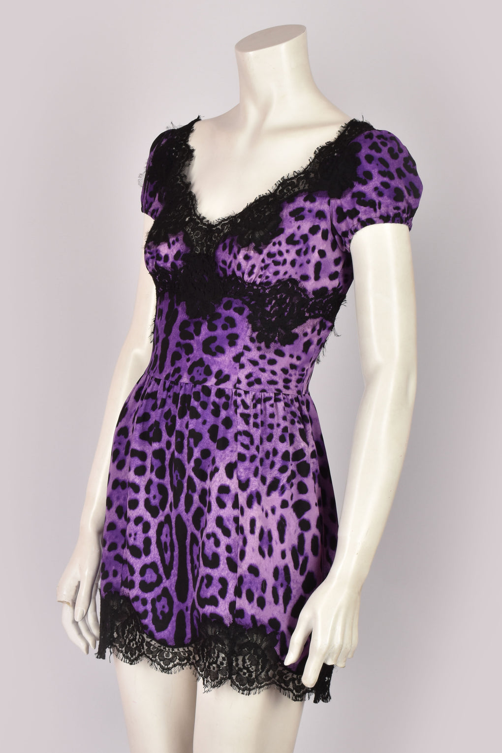 DOLCE&GABBANA PURPLE LEOPARD PRINT DRESS
