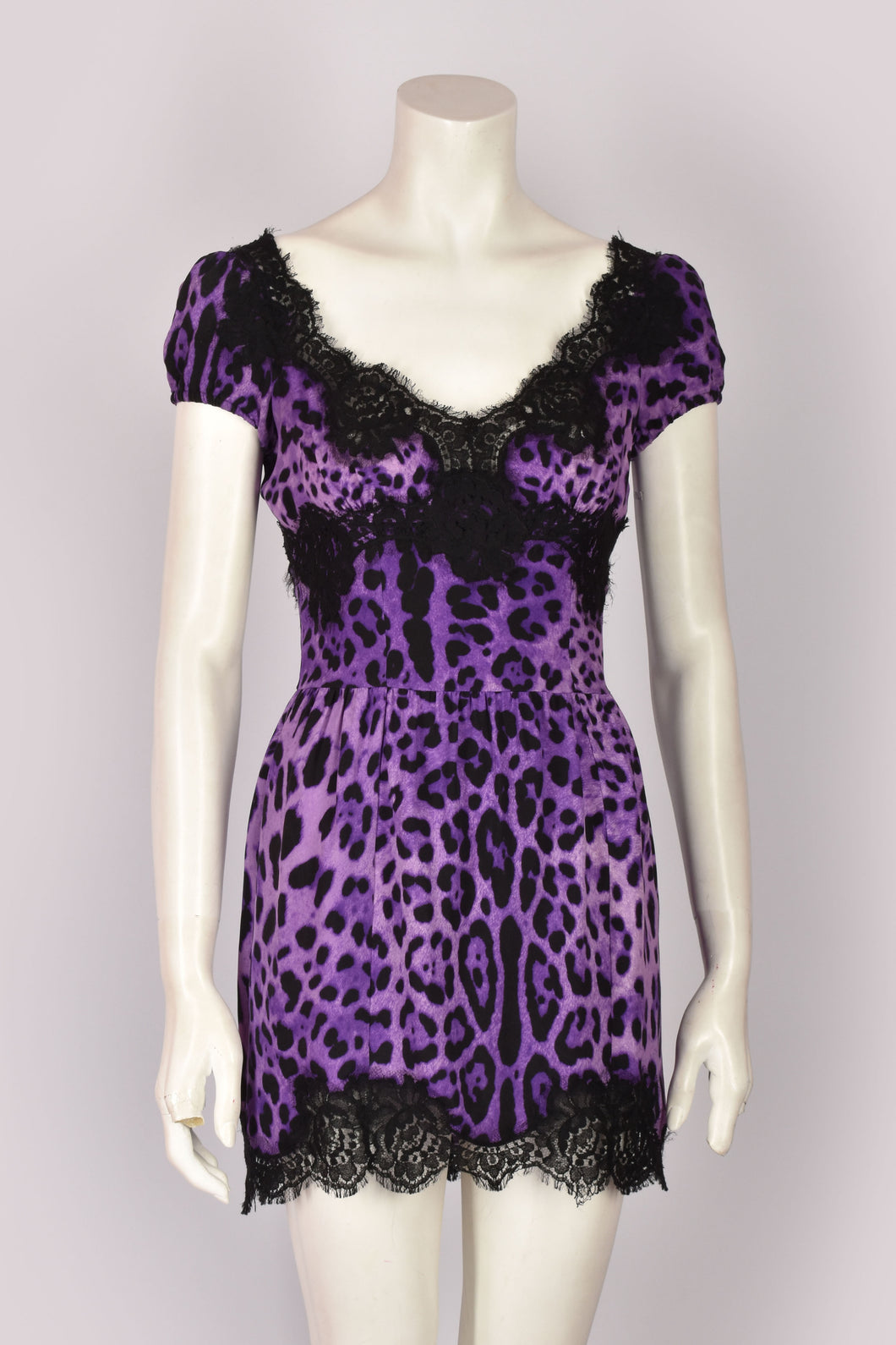 DOLCE&GABBANA PURPLE LEOPARD PRINT DRESS
