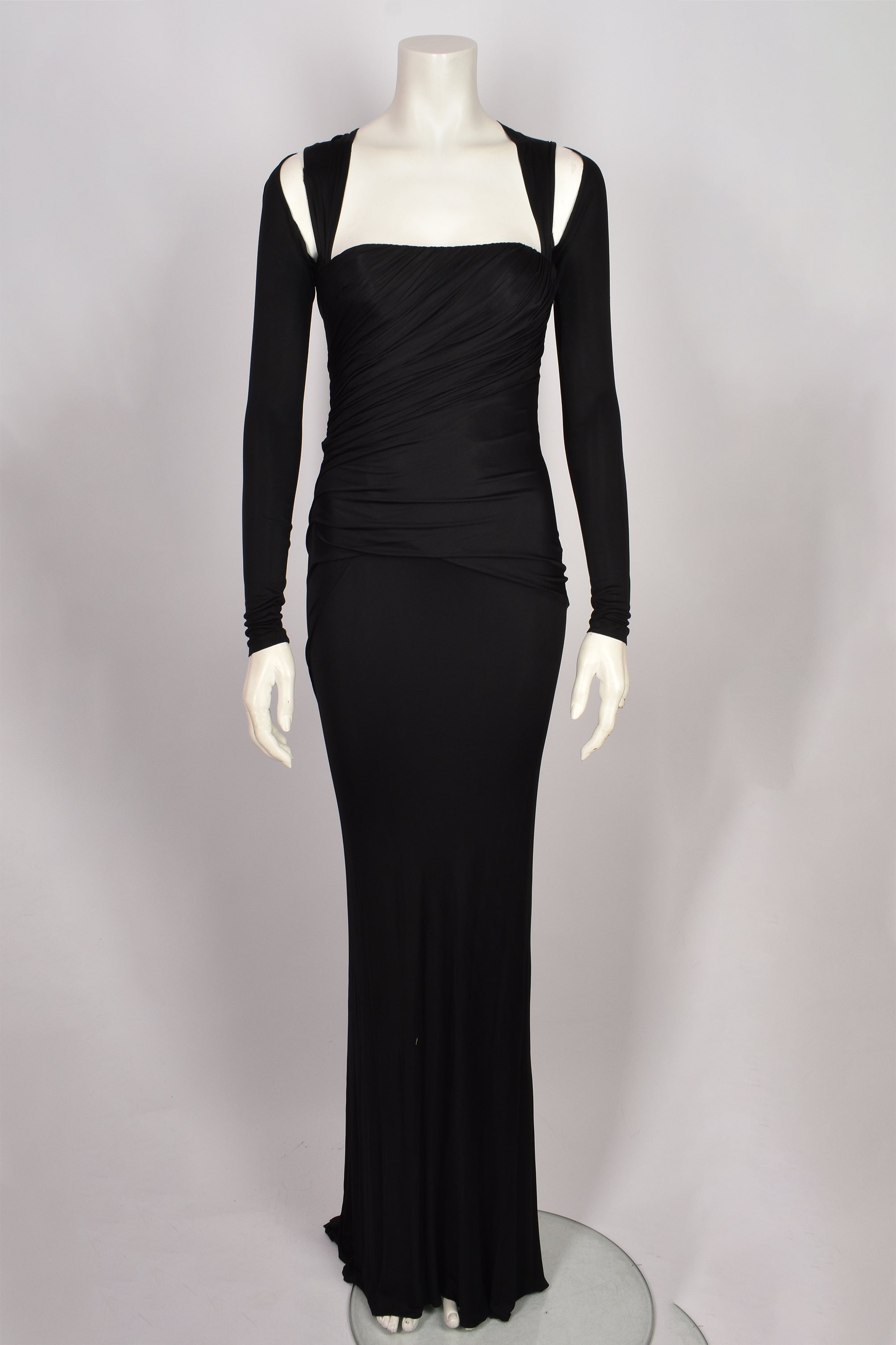 VERSACE LONG SLEEVE BLACK GOWN – Found And Vision