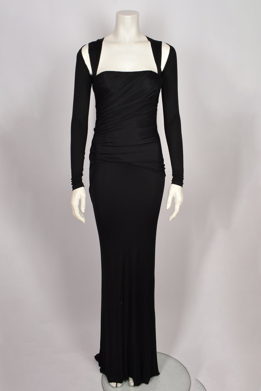 VERSACE LONG SLEEVE BLACK GOWN