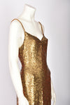 FRANK USHER GOLD SEQUIN BACKLESS DRESS