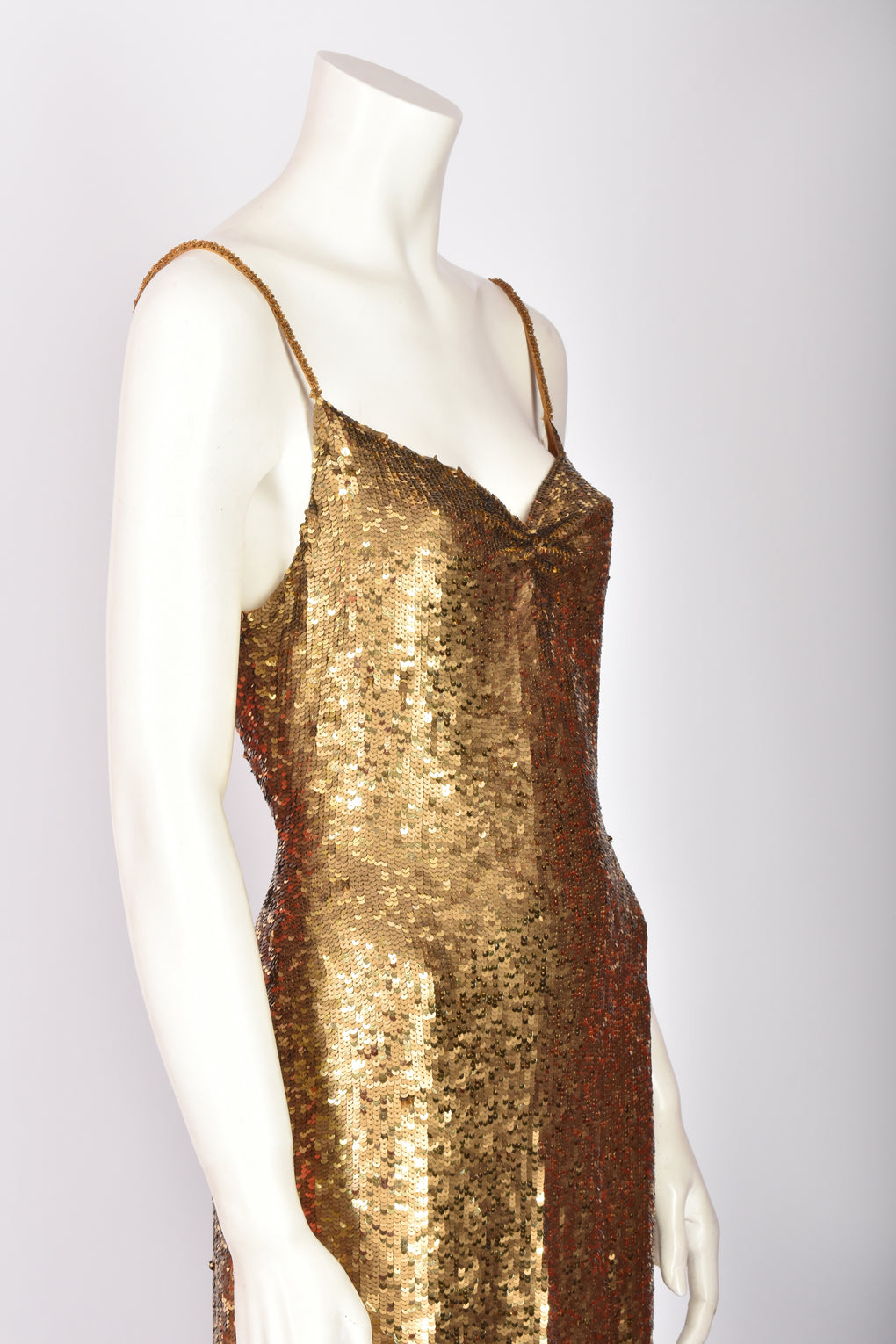 FRANK USHER GOLD SEQUIN BACKLESS DRESS Found And Vision FRANK USHER GOLD SEQUIN BACKLESS DRESS Found And Vision