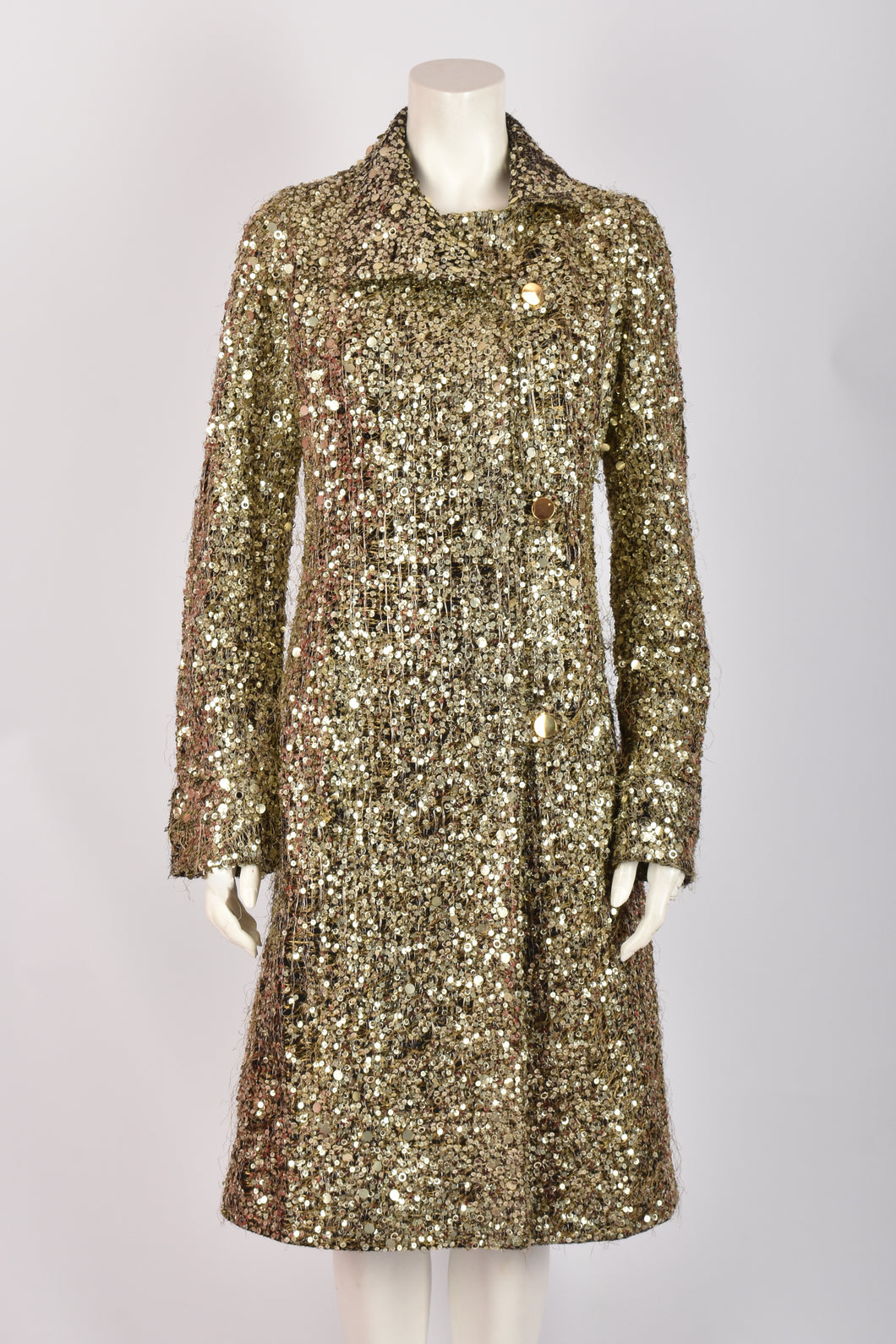 JULIEN MAC DONALD GOLD SEQUIN COAT