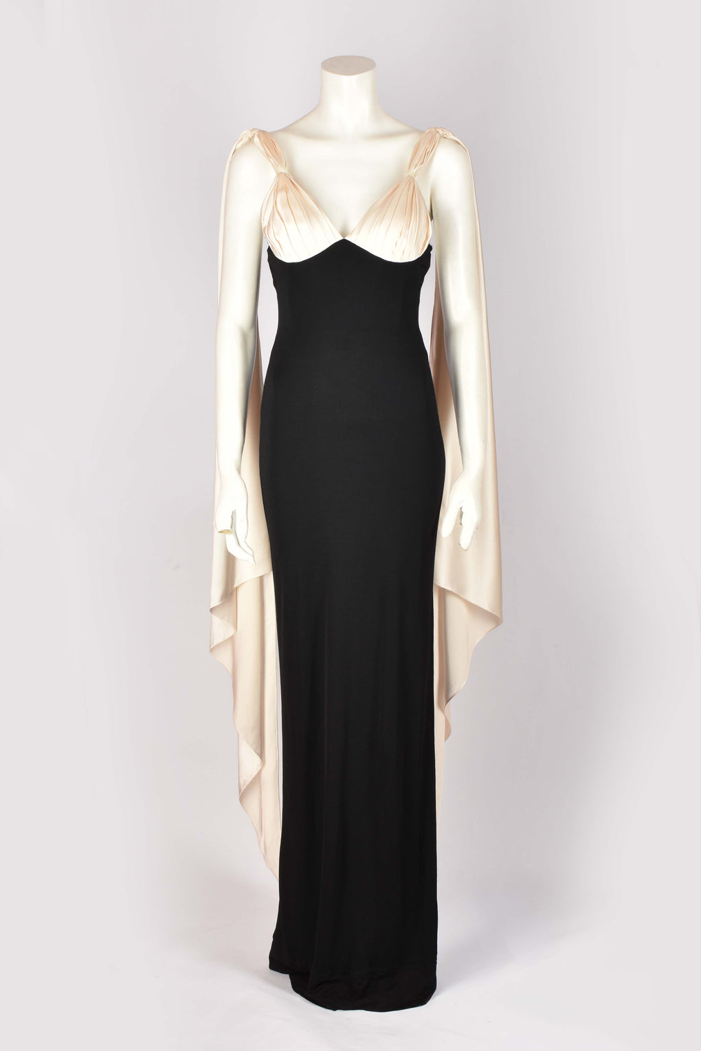 BRUCE OLDFIELD BLACK AND CREAM GOWN