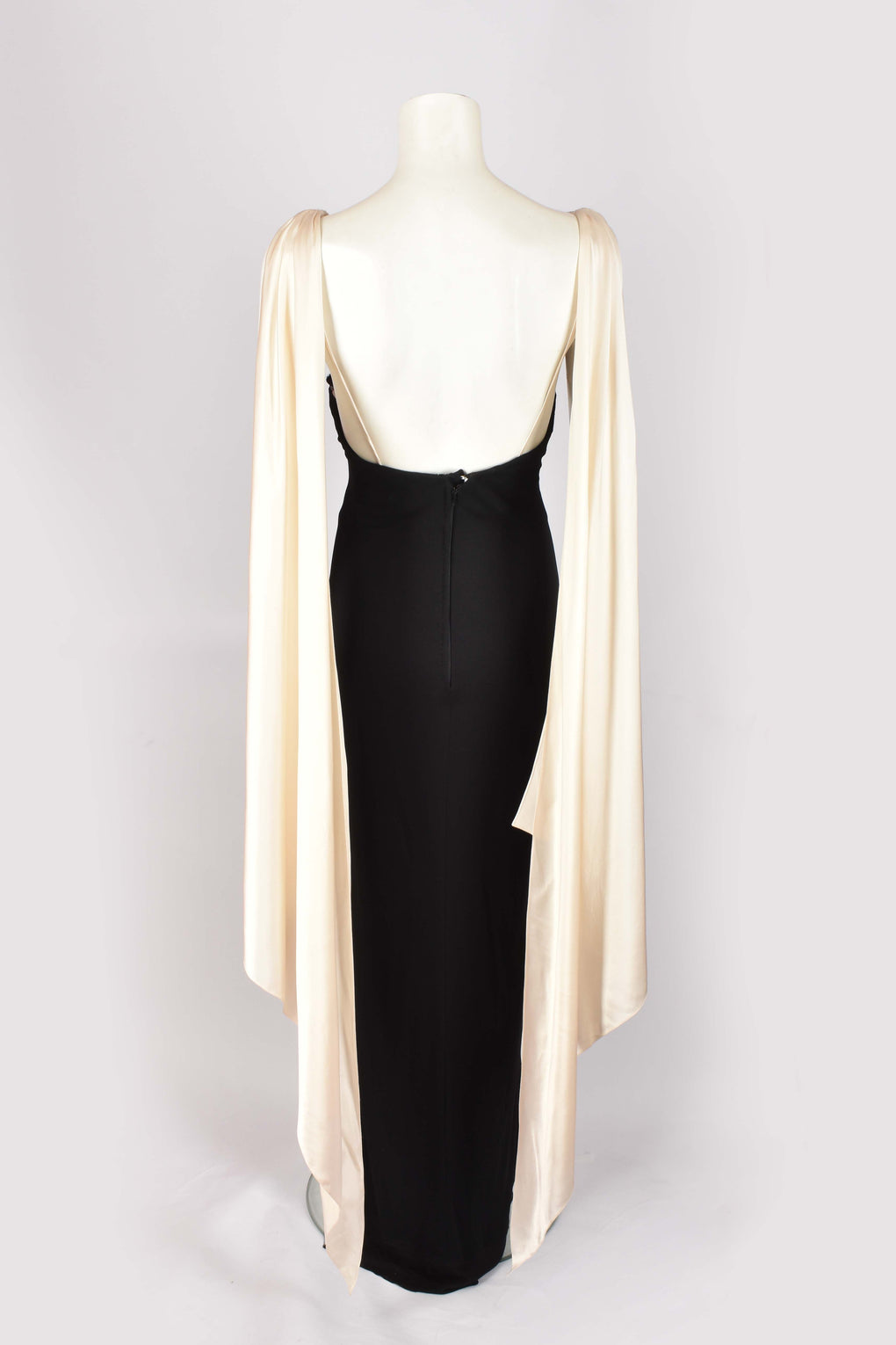 BRUCE OLDFIELD BLACK AND CREAM GOWN