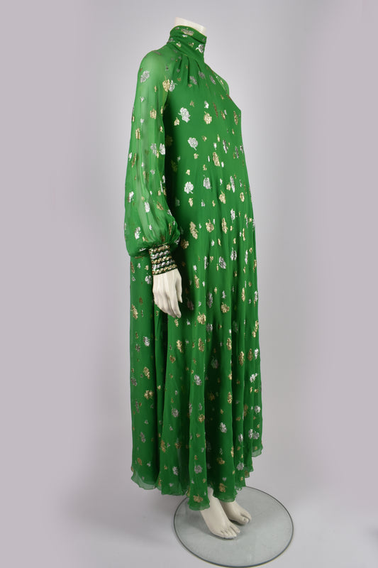 1970S SILK HARDY AMIES GOWN