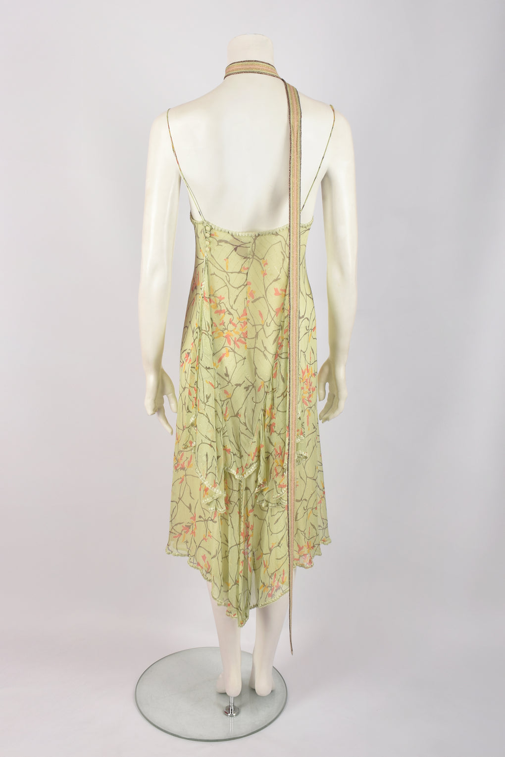 MISSONI GREEN FLORAL LAYERED DRESS WITH SCARF