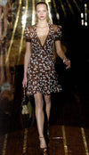 GUCCI BROWN WRAPPED DRESS WITH PEARL