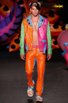 MOSCHINO BY JEREMY SCOTT MULTICOLOURED LEATHER EMBELLISHED BOXING JACKET