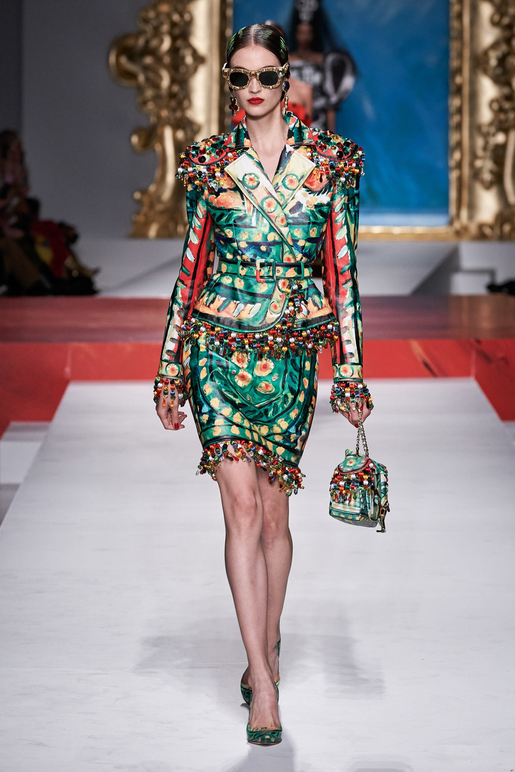 MOSCHINO S/S 2020 HAND PAINTED - BEADED LEATHER SUIT