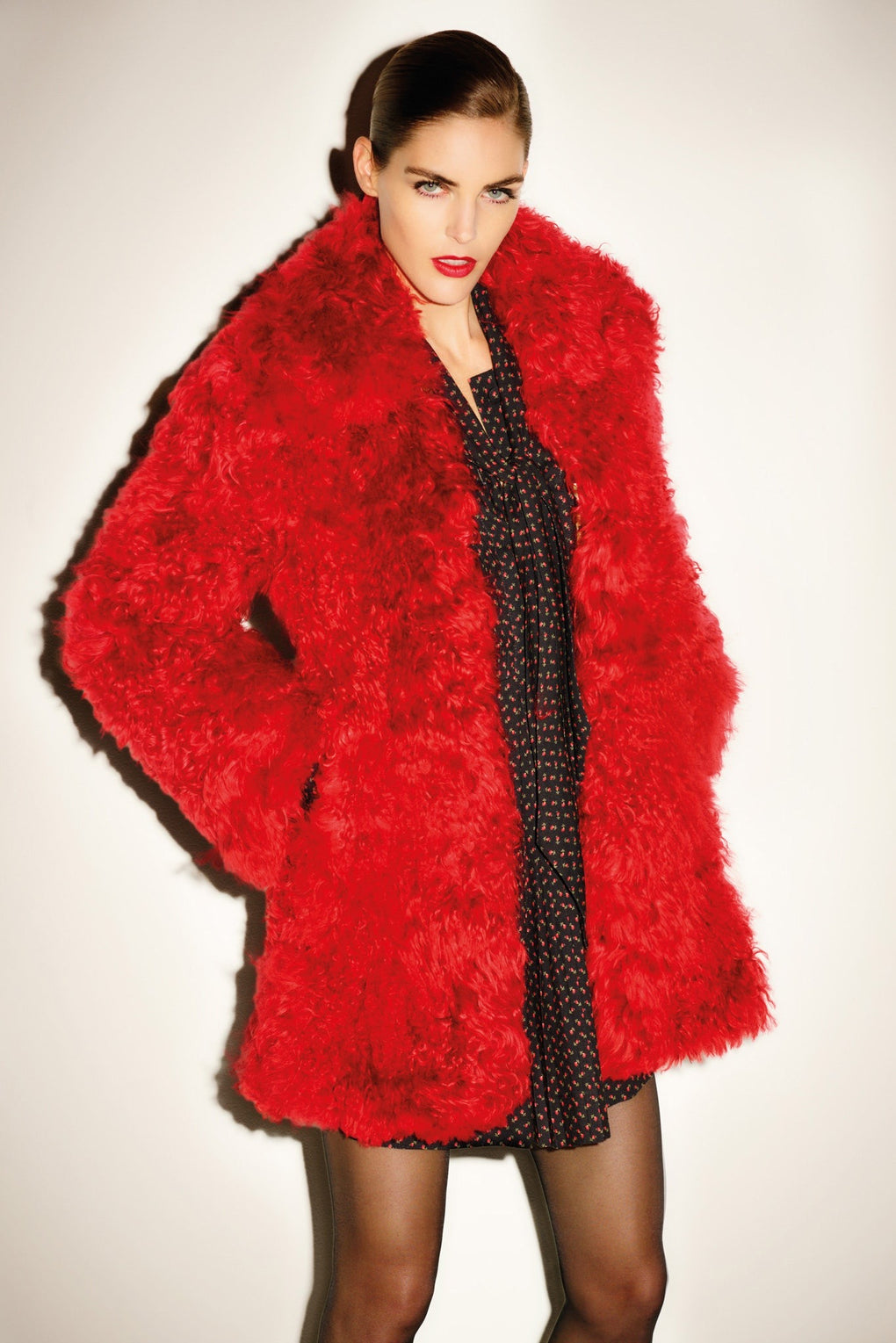 PHILOSOPHY RED FUR COAT