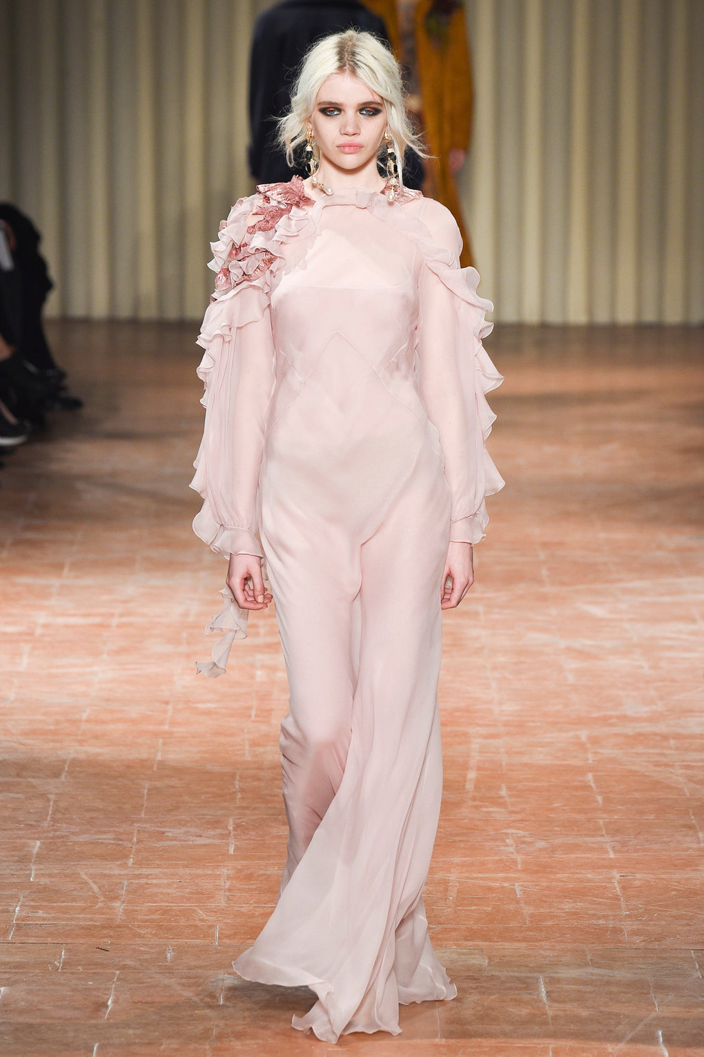 ALBERTA FERRETTI LONG PINK SEE-THROUGH DRESS