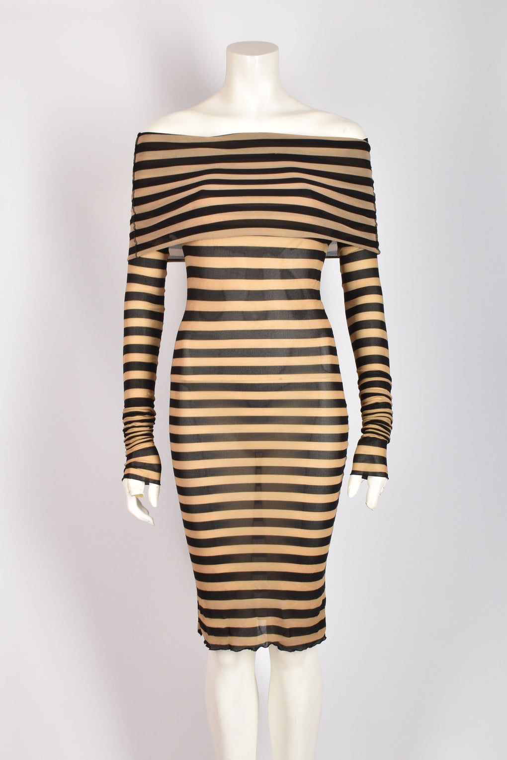 JEAN PAUL GAULTIER SHEER STRIPED DRESS