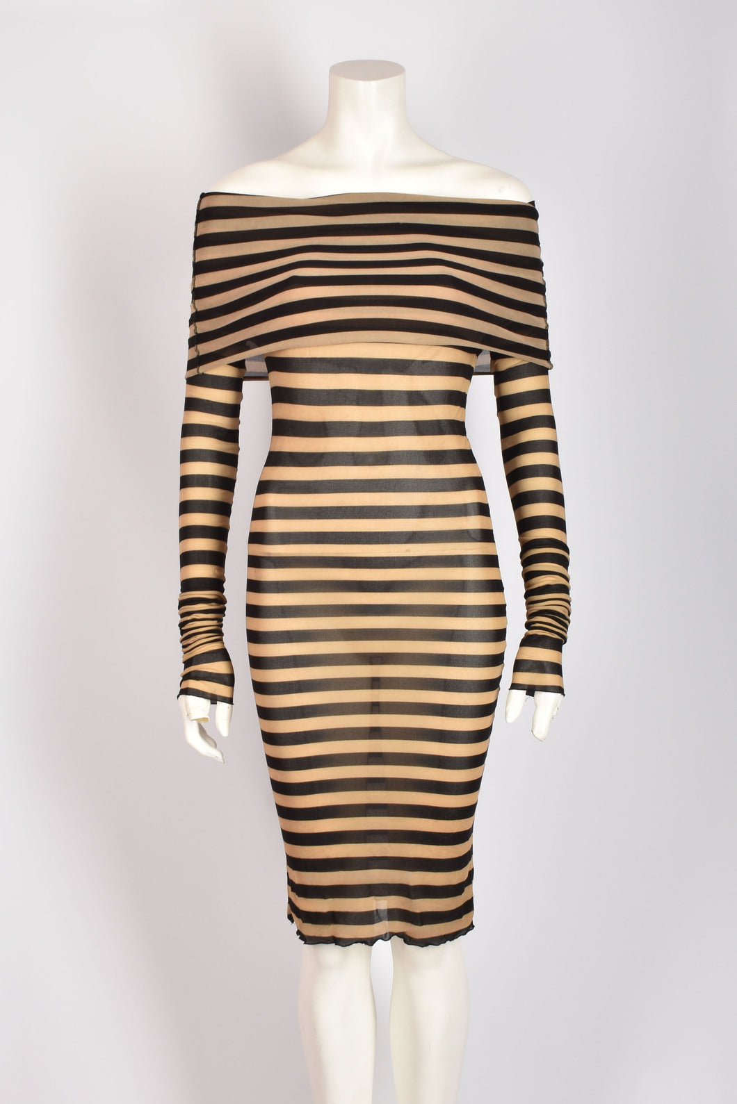 JEAN PAUL GAULTIER SHEER STRIPED DRESS