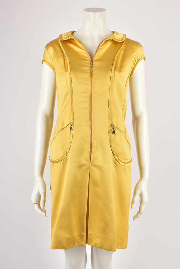 LOUIS VUITTON S S 2003 RUNWAY YELLOW SATIN DRESS