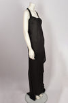 DONNA KARAN ASYMMETRIC BLACK SILK GOWN