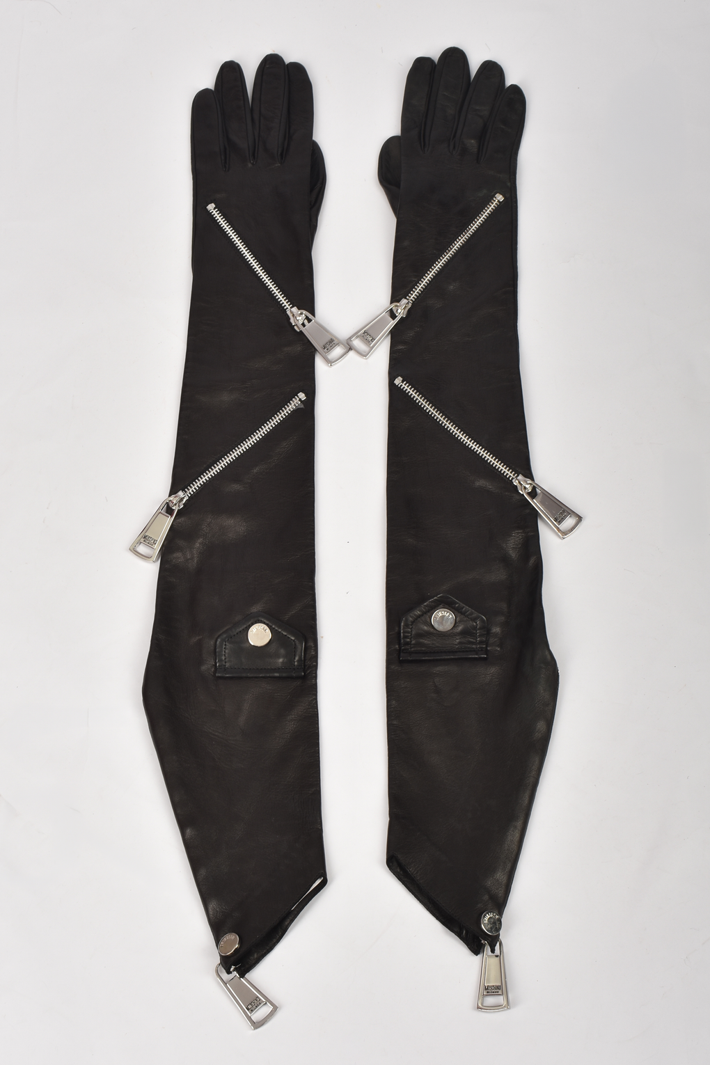 MOSCHINO BY JEREMY SCOTT LEATHER ZIPPER GLOVES