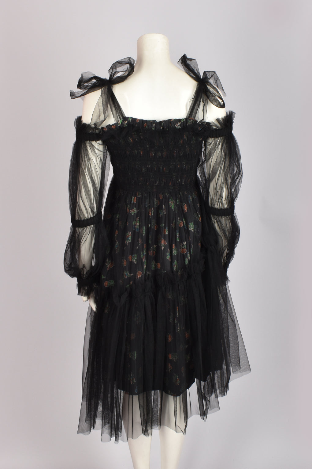 MOLLY GODDARD FLORAL TULLE MIDI DRESS