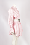 CLAUDE  MONTANA PINK DRESS WITH SHIRT COLLAR  S/S 1992