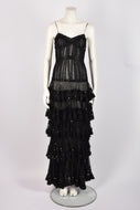 MOSCHINO SPRING 2006 SHEER TIERED GOWN WITH SEQUINS
