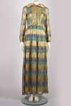 1970S SILK AND LAME HOODED GOWN