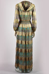 1970S SILK AND LAME HOODED GOWN