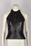 PAUL SMART BLACK LEATHER HALTER TOP