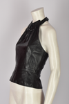 PAUL SMART BLACK LEATHER HALTER TOP