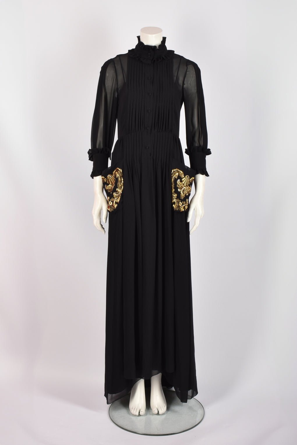 PHILOSOPHY BLACK SILK MAXI GOWN
