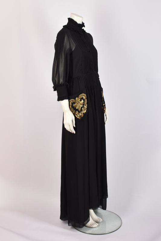 PHILOSOPHY BLACK SILK MAXI GOWN