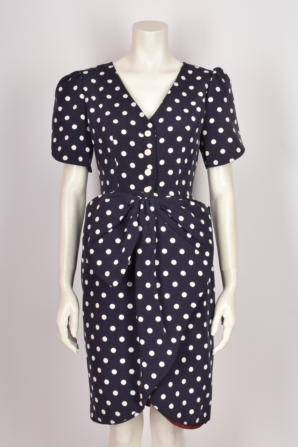 LORCAN MULLANY FOR BELLEVILLE SASSOON NAVY POLKA DOT DRESS