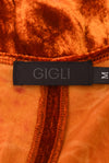 ROMEO GIGLI ORANGE VELVET TOP AND SKIRT SET