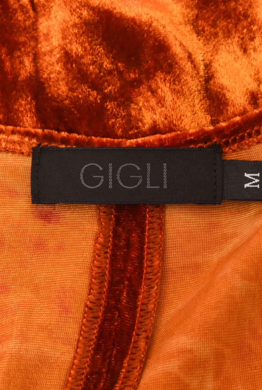ROMEO GIGLI ORANGE VELVET TOP AND SKIRT SET