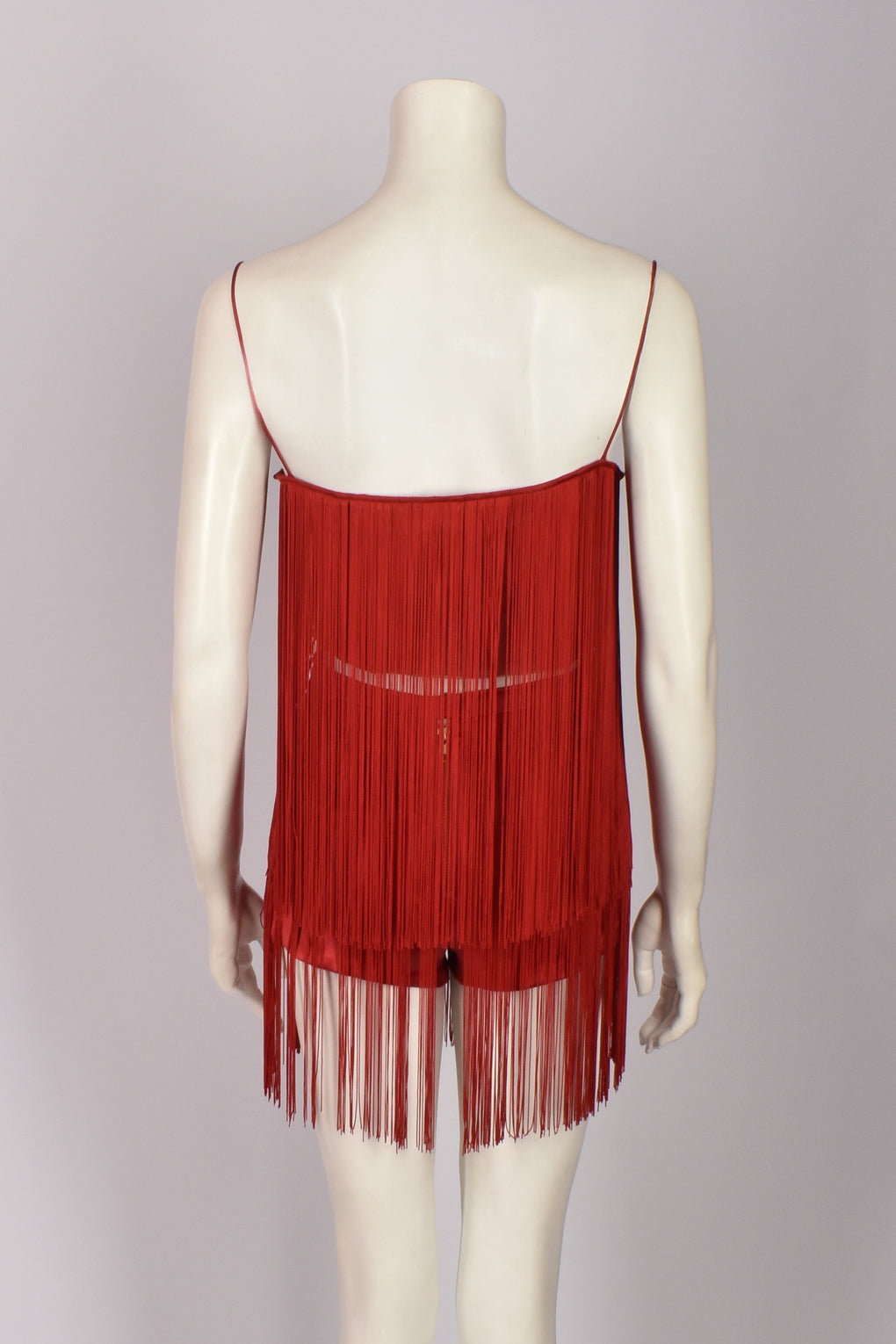 RED FRINGE TOP AND SHORTS SET