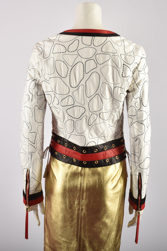 ROBERTO CAVALLI LEATHER TROMPE-L'CEiL JACKET