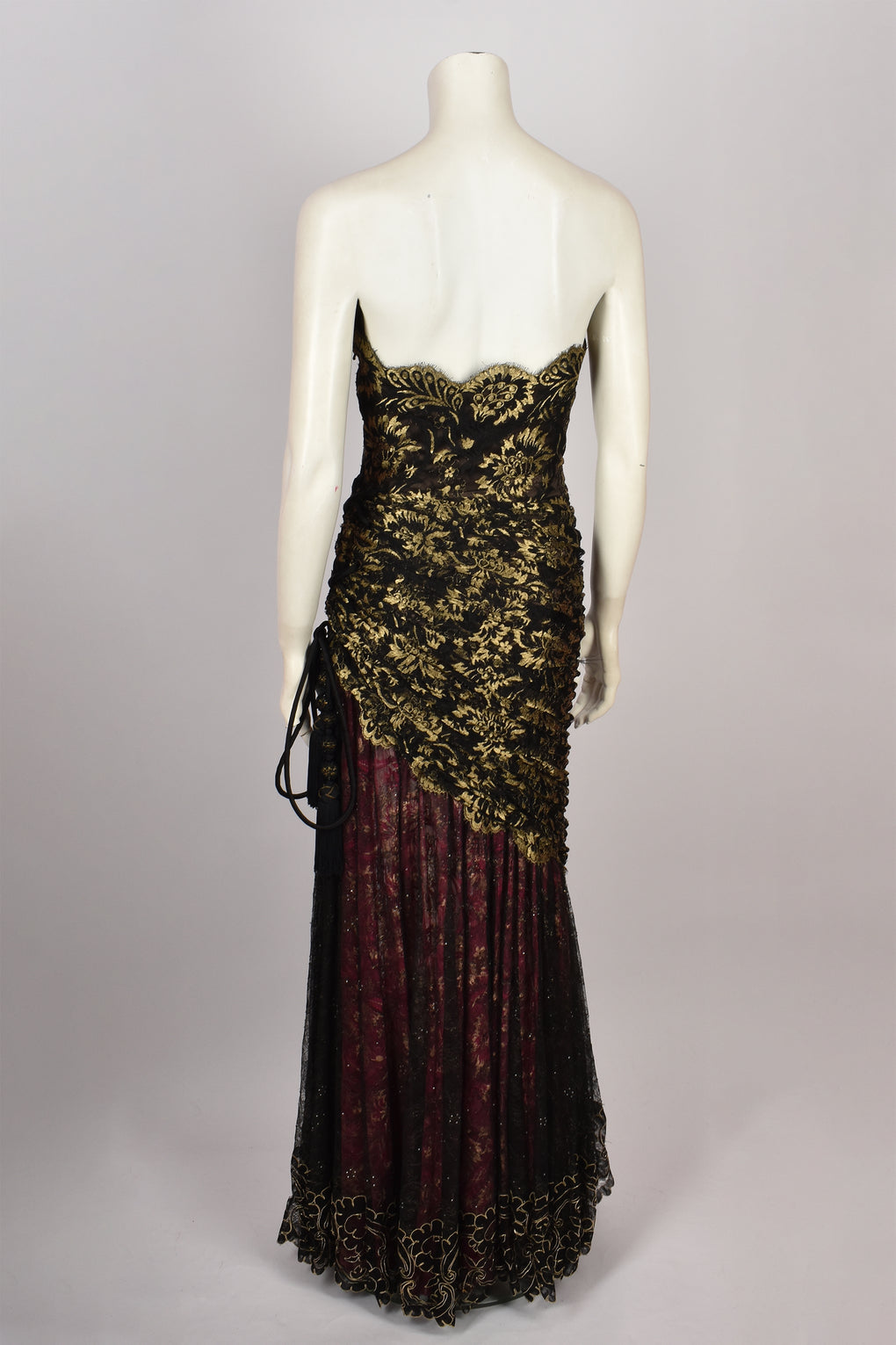 CHRISTIAN LACROIX HAUTE COUTURE A/W 1989 RUNWAY METALLIC LACE GOWN