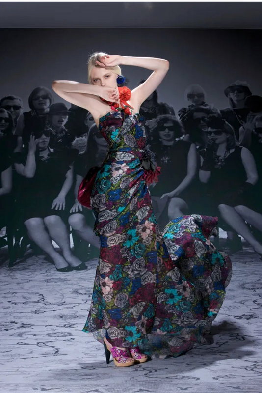 LANVIN RESORT 2010 FLORAL STRAPLESS GOWN