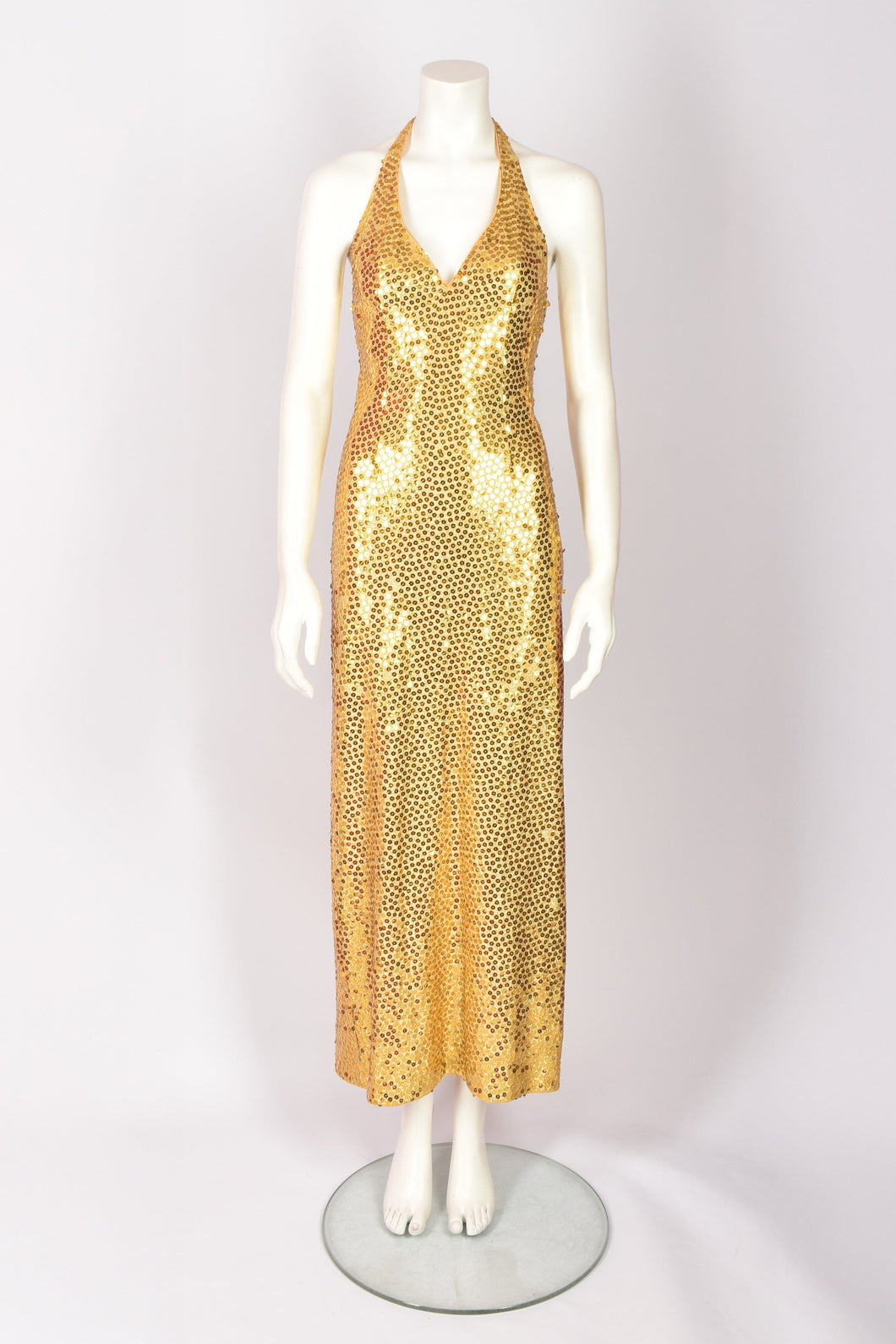 MOSCHINO GOLD SEQUIN BACKLESS DRESS