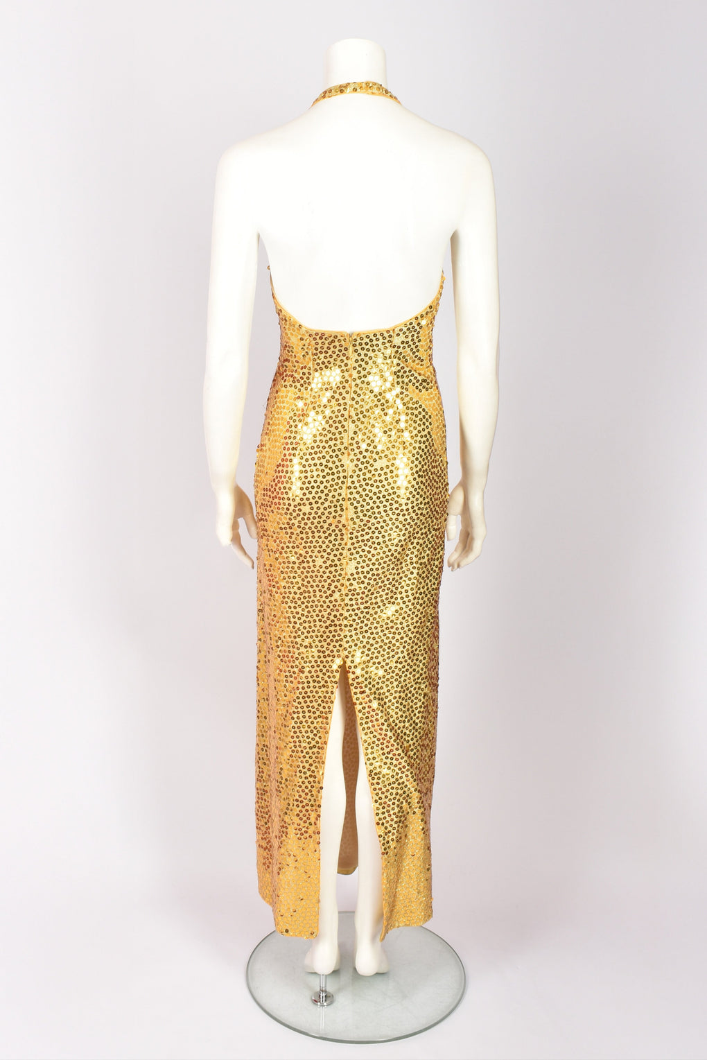 MOSCHINO GOLD SEQUIN BACKLESS DRESS