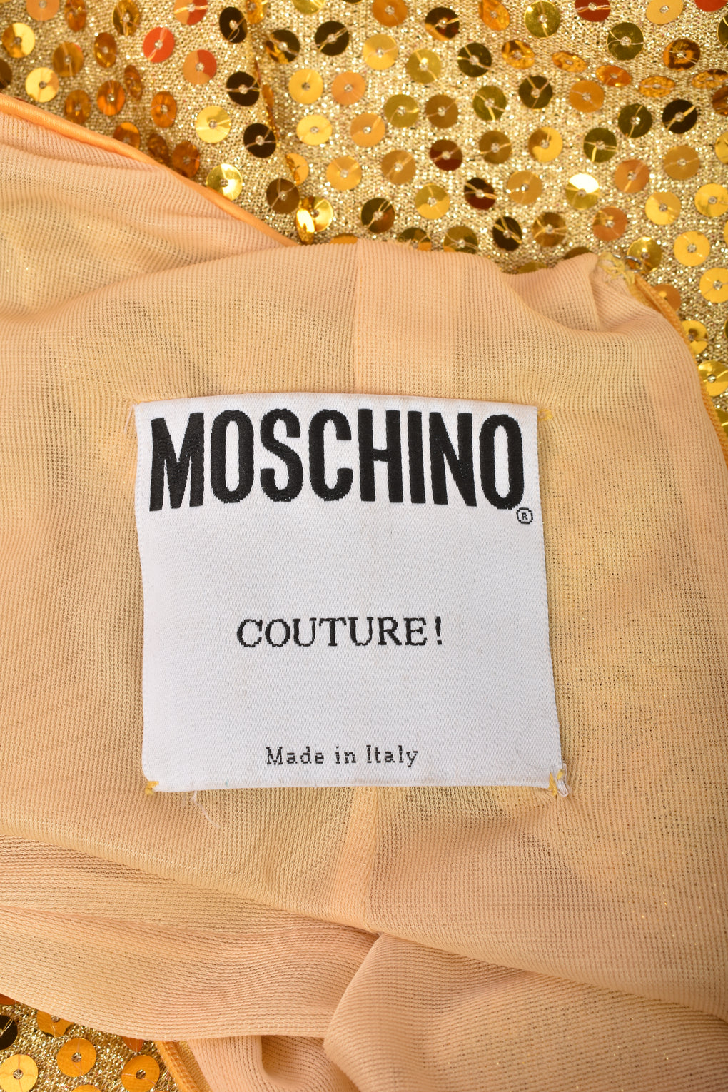 MOSCHINO GOLD SEQUIN BACKLESS DRESS