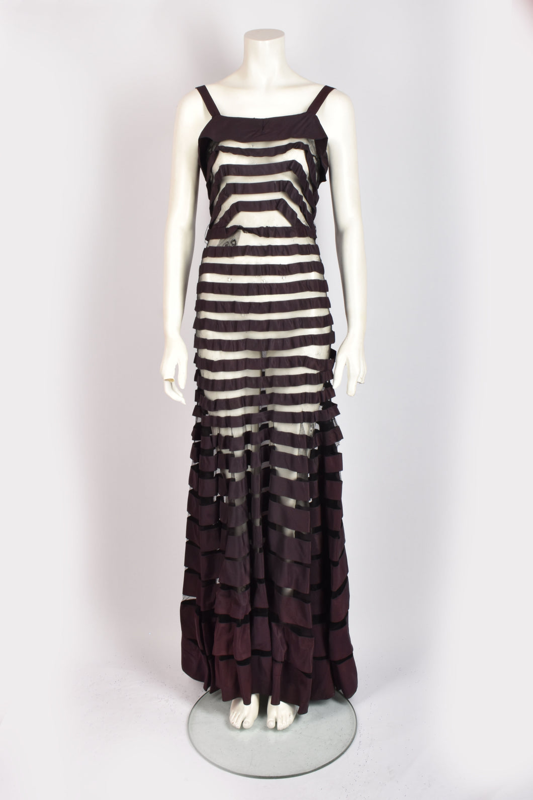 1930S STRIPED COUTURE GOWN