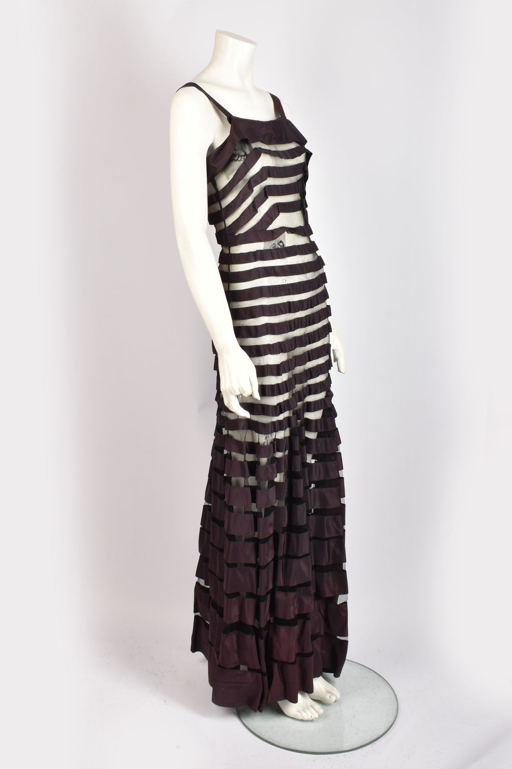 1930S STRIPED COUTURE GOWN