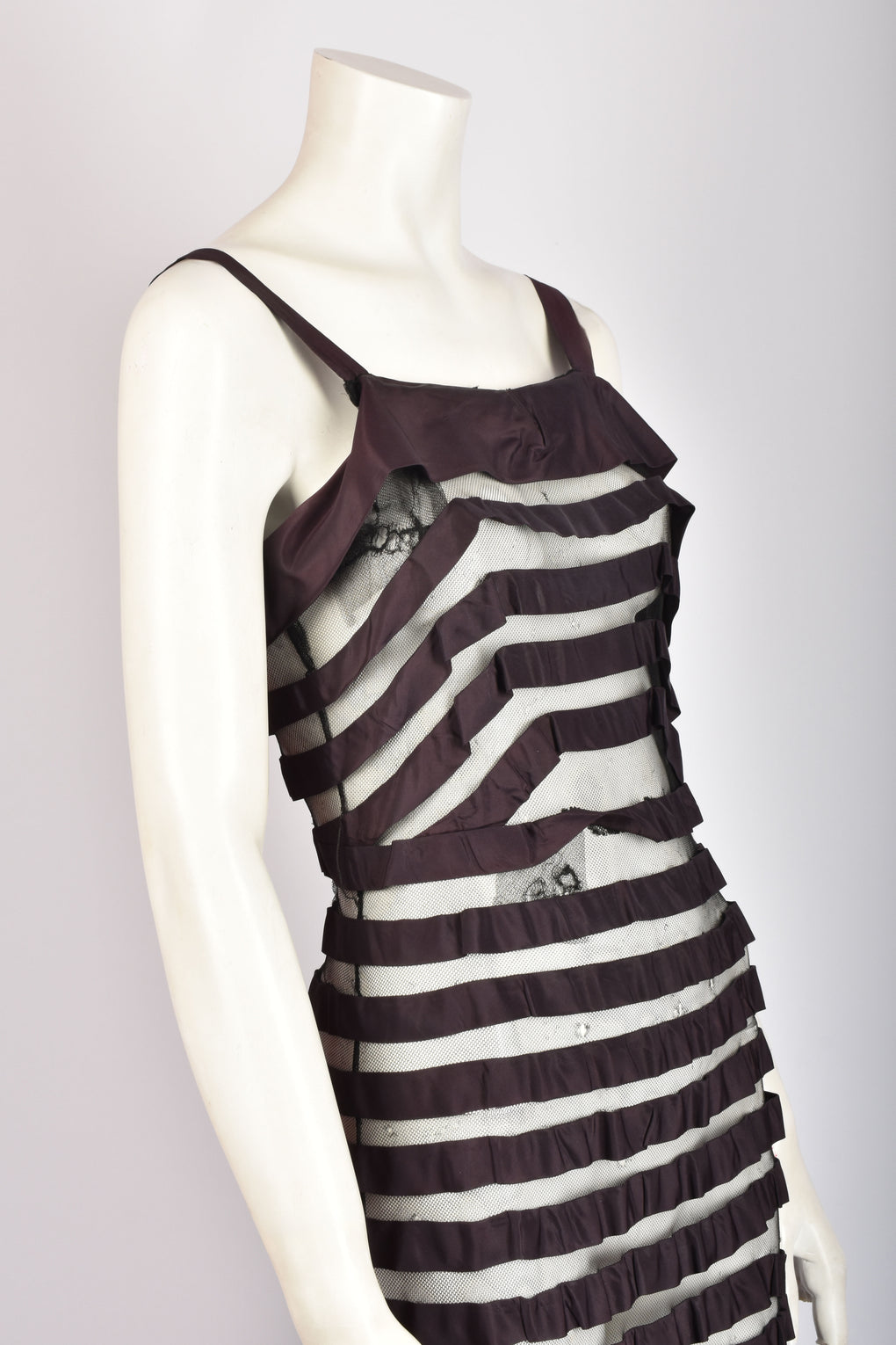 1930S STRIPED COUTURE GOWN