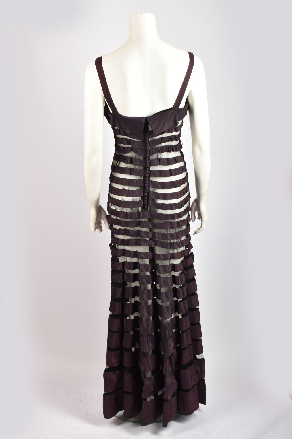 1930S STRIPED COUTURE GOWN