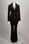 GUCCI GREEN VELVET SUIT WITH SILK TRIMS